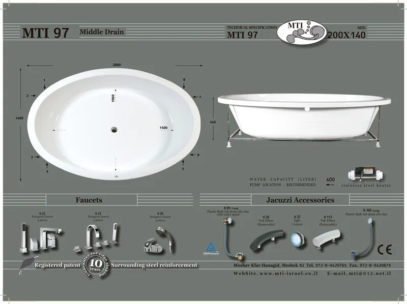 97 Jacuzzi dimensions, Product