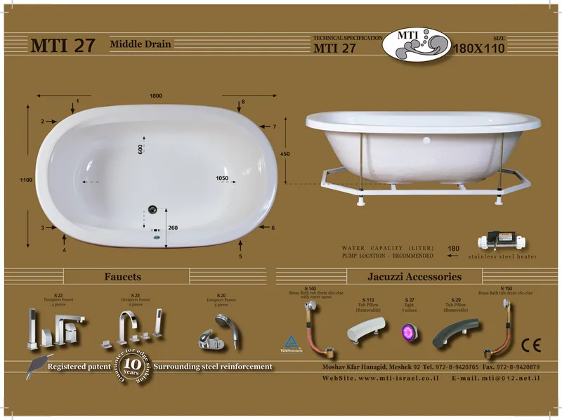 27 Jacuzzi dimensions, Product