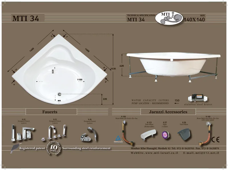 34 Jacuzzi dimensions, Product
