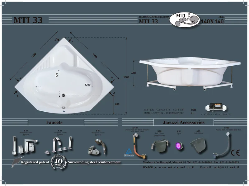 33 Jacuzzi dimensions, Product
