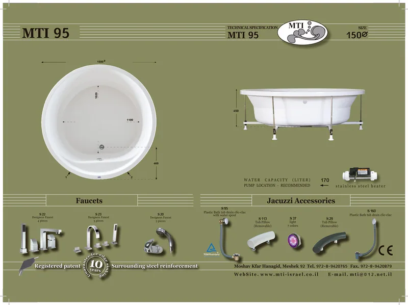 95 Jacuzzi dimensions, Product