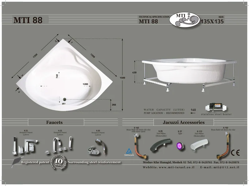 88 Jacuzzi dimensions, Product