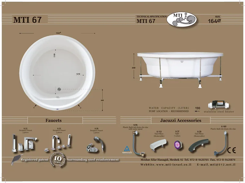 67 Jacuzzi dimensions, Product