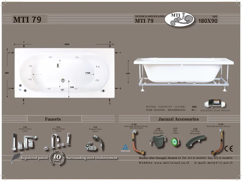 79 Jacuzzi dimensions, Product