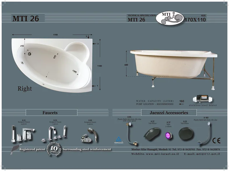 26 Jacuzzi dimensions, Product