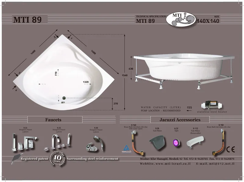 89 Jacuzzi dimensions, Product
