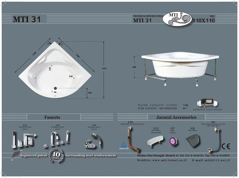 31 Jacuzzi dimensions, Product