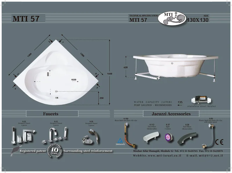 57 Jacuzzi dimensions, Product