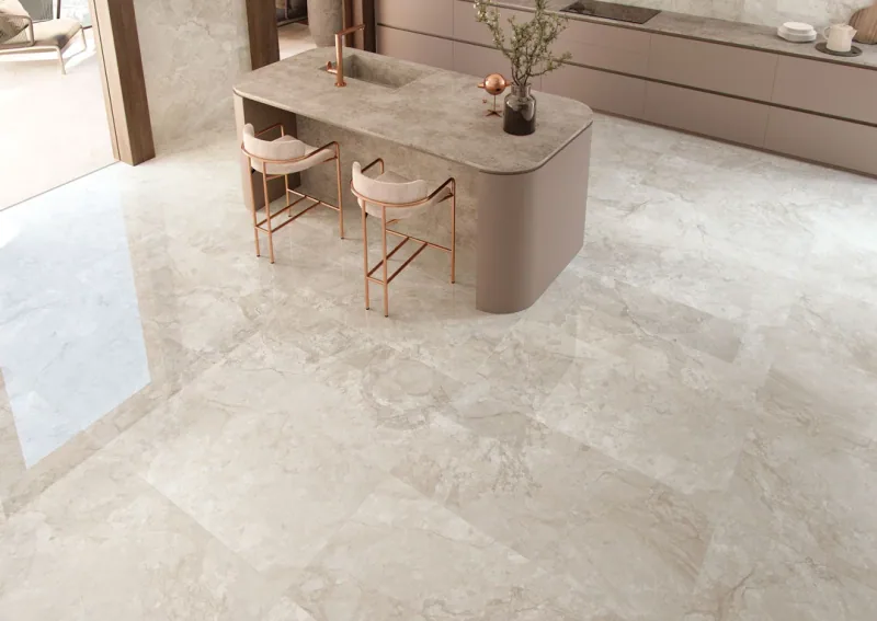 6523 Spanish porcelain 120×60, Crystal gloss, Installed